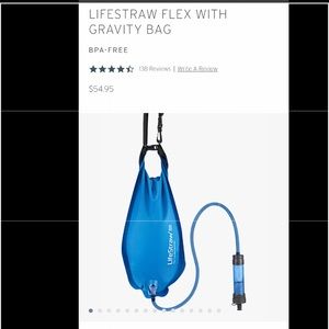 Unopened Life Straw with gravity bag
